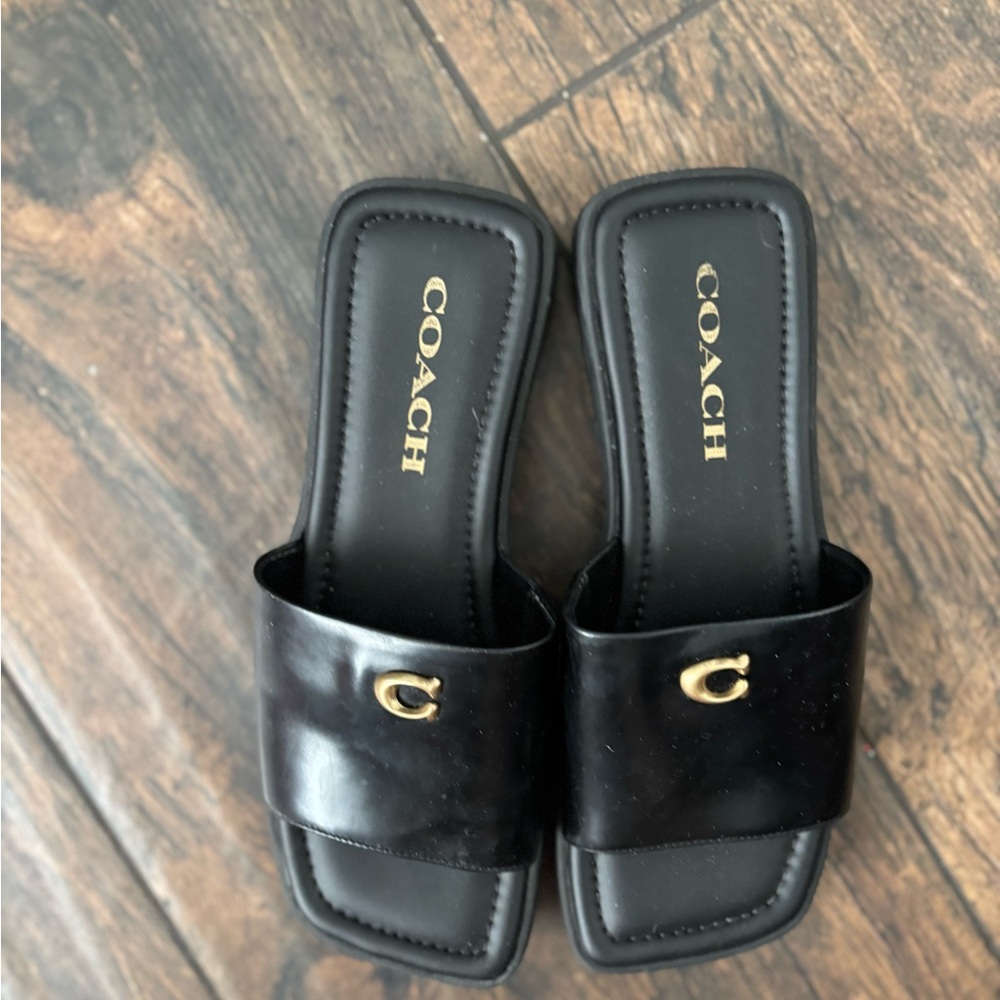 Coach Florence Black Slide Sandals - Picture 2 of 4